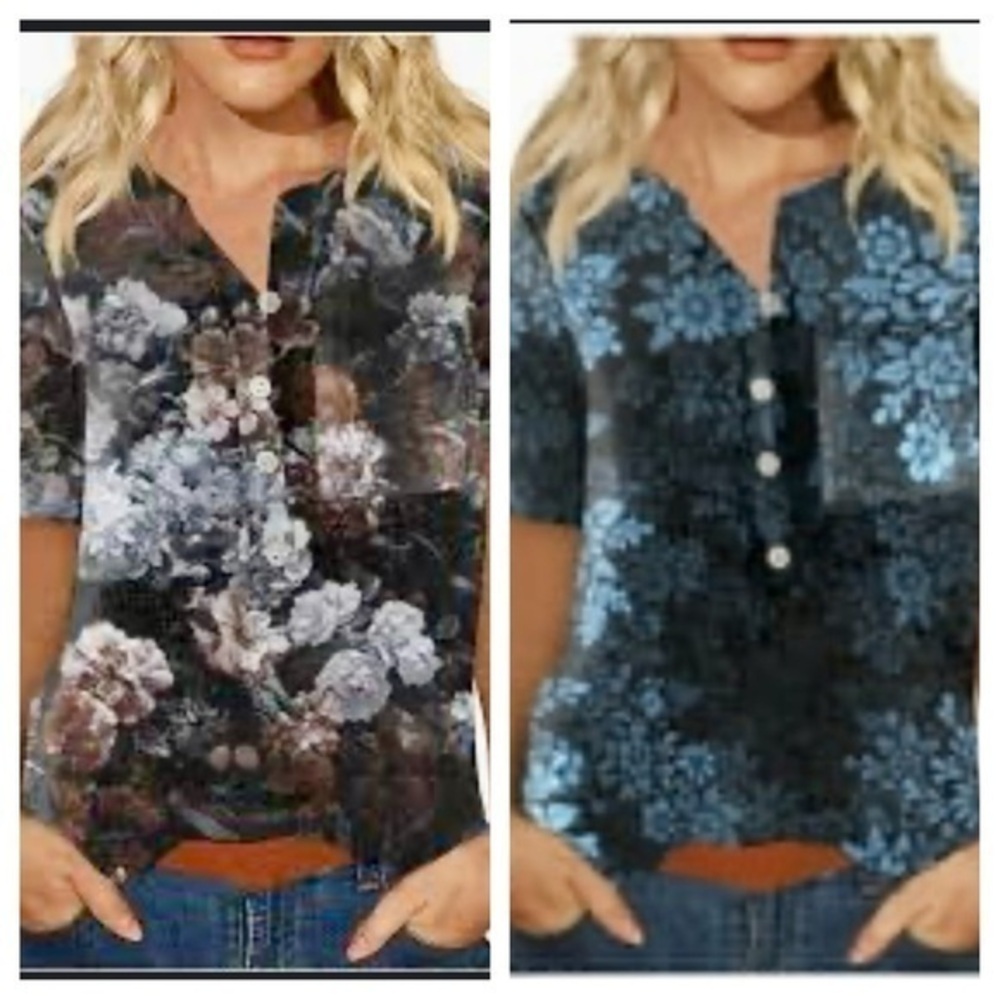 NWT 2 summer spring light weight fashion short sleeve shirts! 👚 2 color waves